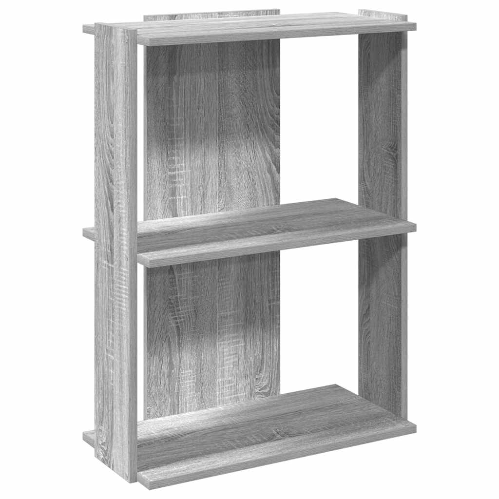Bookcase 3-Tier Grey Sonoma 60x30x80 cm Engineered Wood